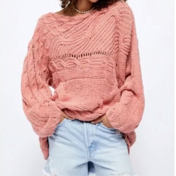 NWT Free People Against The Tide Sweater S Oversized/Relaxed Fit - Picture 2 of 10
